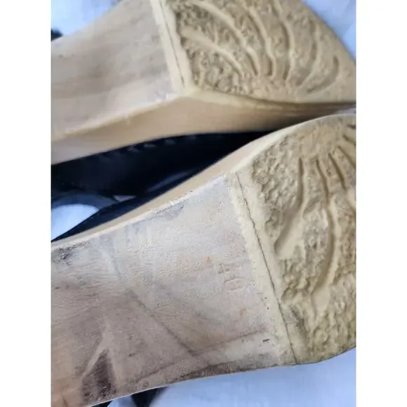 Sven Black Leather Wooden Heel Clogs US 9.5 - Custom Made - Picture 9 of 13